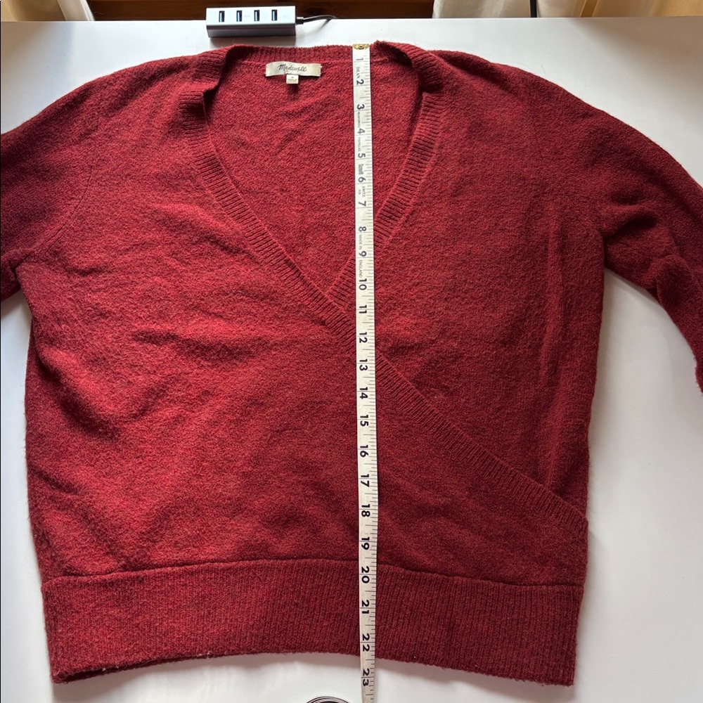 Madewell Deep Red V-Neck Sweater - Picture 6 of 7